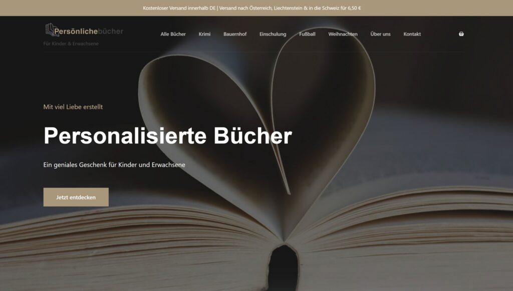 Ansicht Startseite persoenlichebucher.com auf Desktop